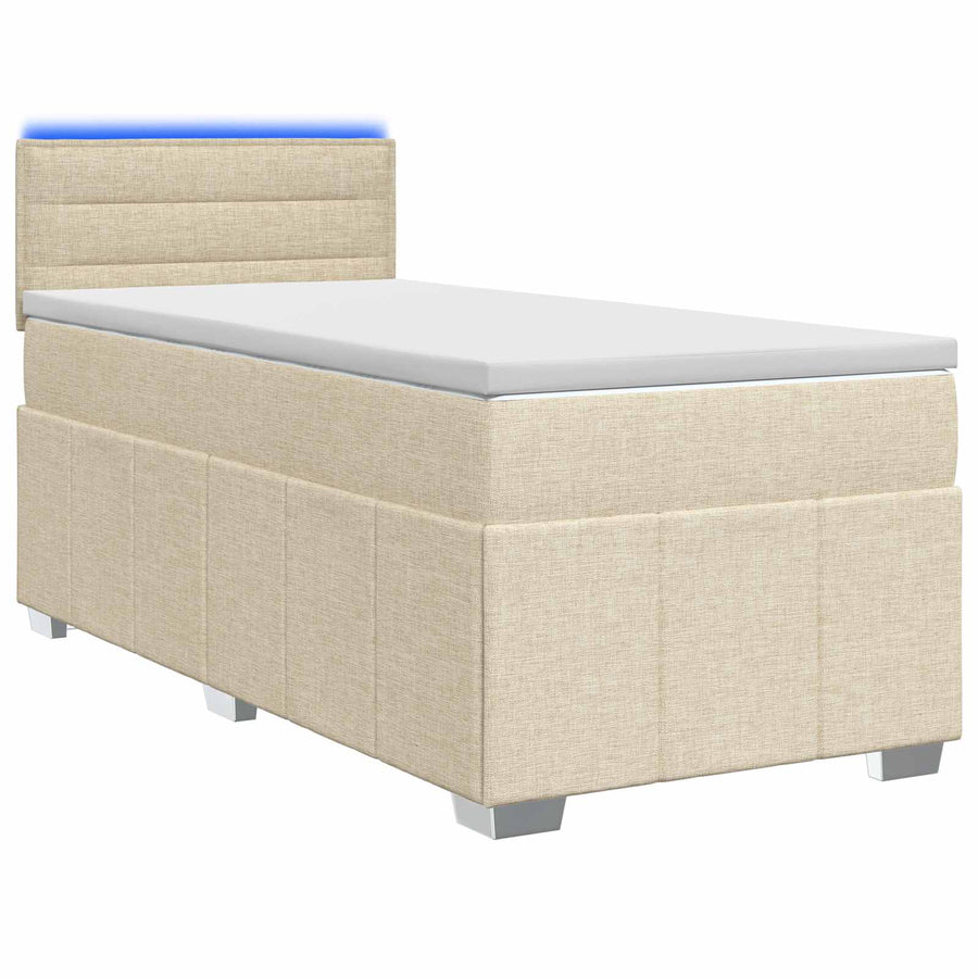 Boxspringbed met matras Crèmekleurig 100 x 200 cm Stof