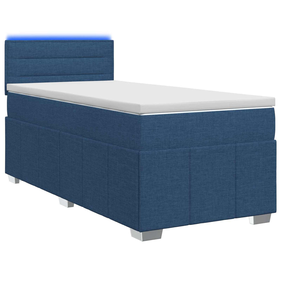 Boxspringbed met matras met hoofdeinde Blauw 100 x 200 cm Stof