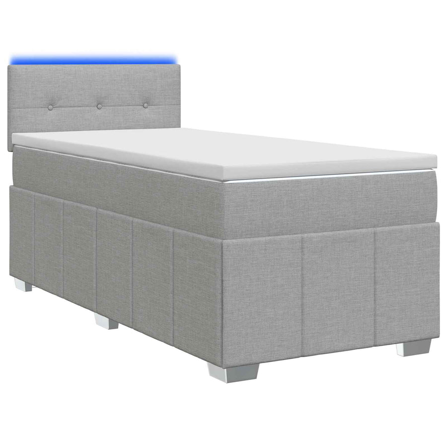 Boxspringbed met matras Lichtgrijs 100 x 200 cm Stof