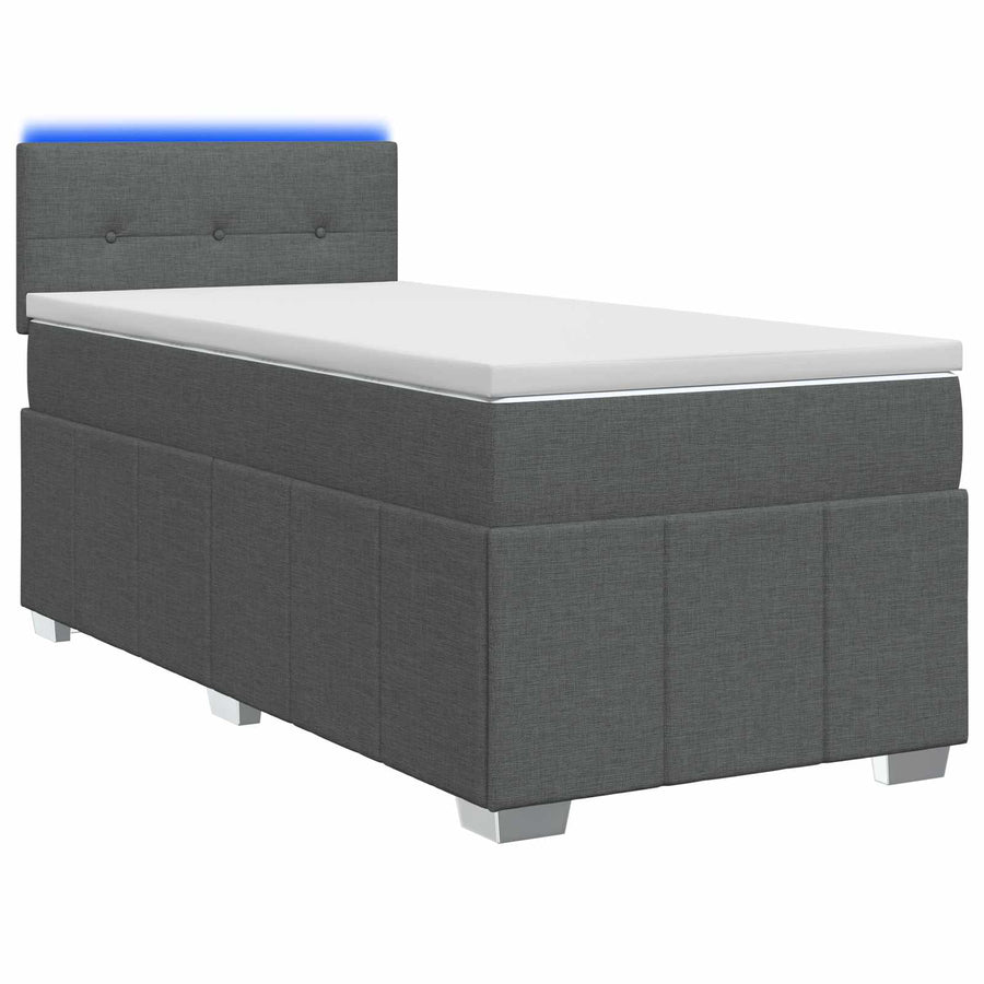Boxspringbed met matras Donkergrijs 100 x 200 cm Stof