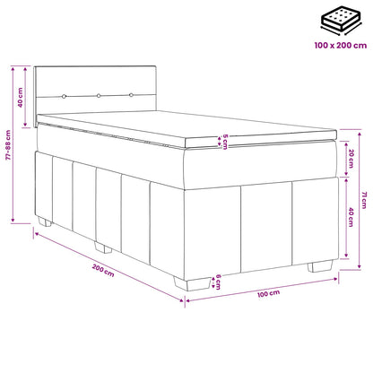 Boxspringbed met matras Donkerbruin 100 x 200 cm Stof