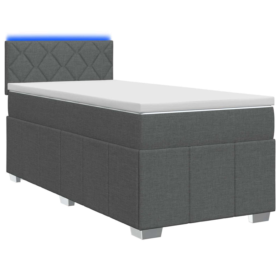 Boxspringbed met matras Donkergrijs 100 x 200 cm Stof
