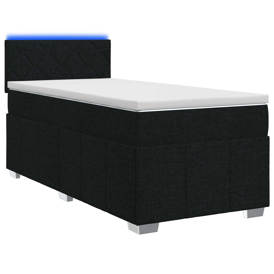 Boxspringbed met matras met hoofdeinde Zwart 100 x 200 cm Stof