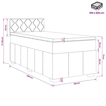 Boxspringbed met matras Crèmekleurig 100 x 200 cm Stof