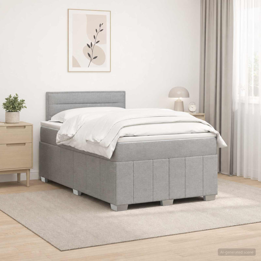Boxspringbed met matras Lichtgrijs 120 x 190 cm Stof