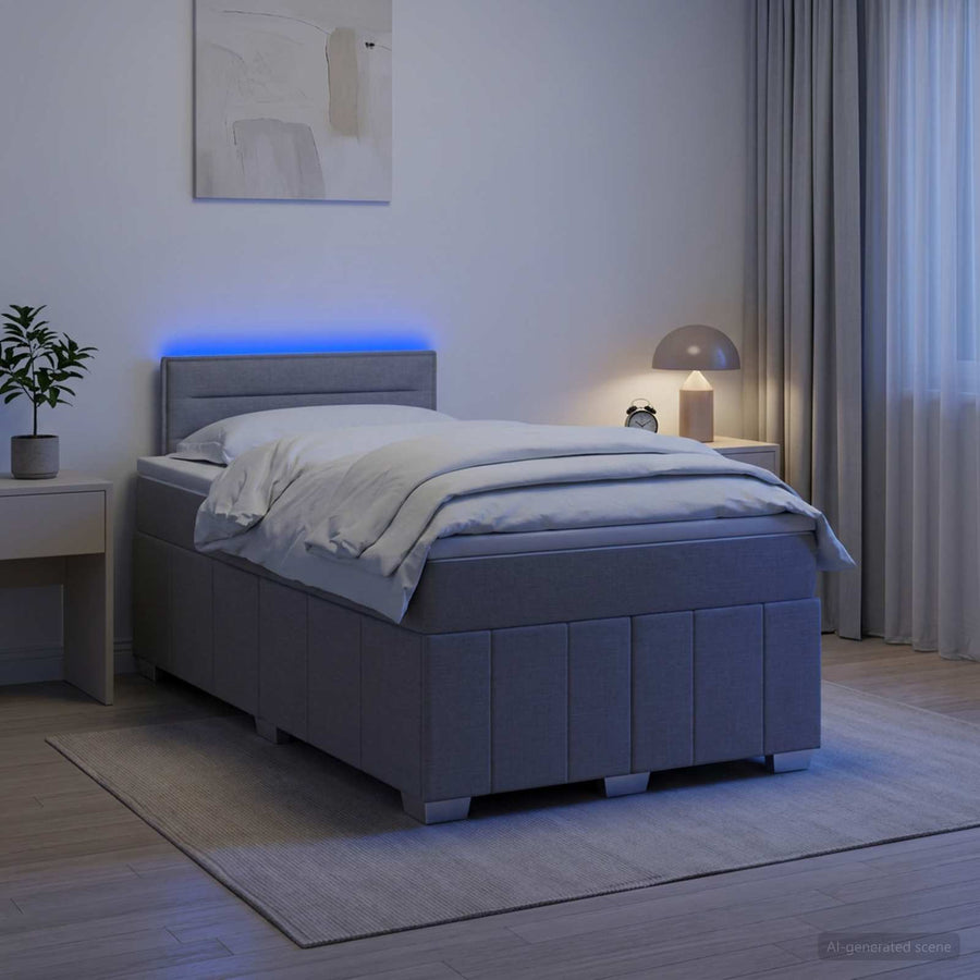 Boxspringbed met matras Lichtgrijs 120 x 190 cm Stof