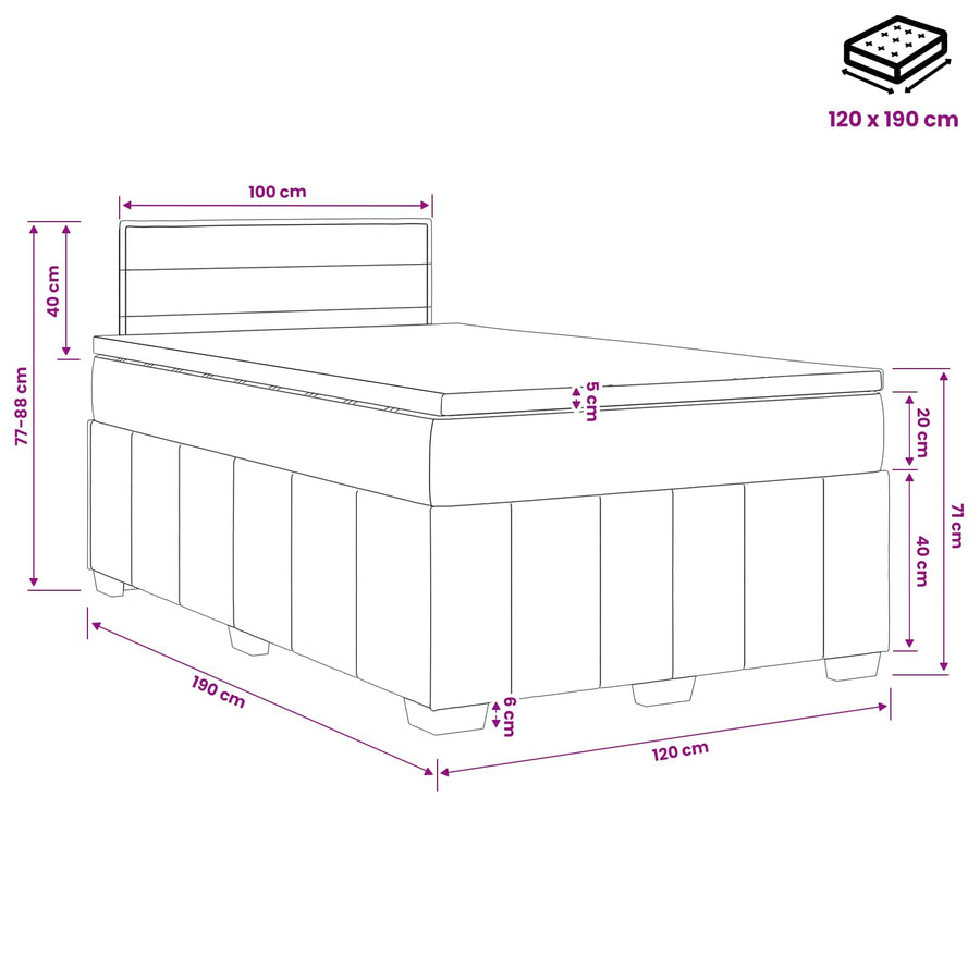 Boxspringbed met matras Crèmekleurig 120 x 190 cm Stof