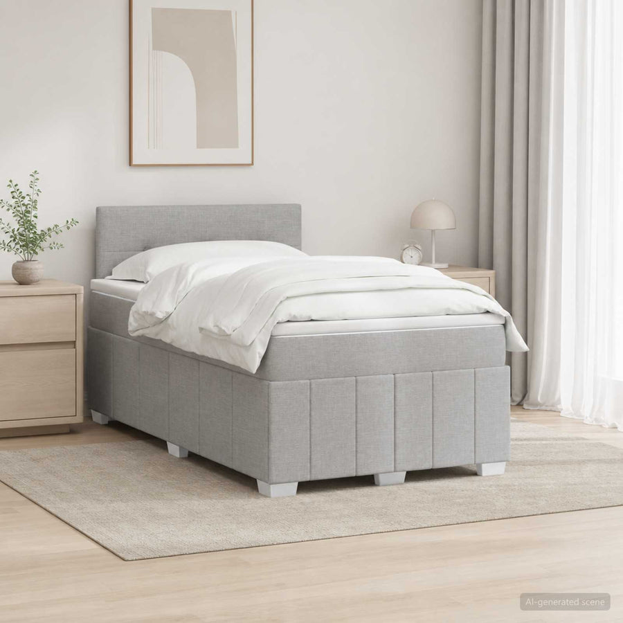 Boxspringbed met matras Lichtgrijs 120 x 190 cm Stof