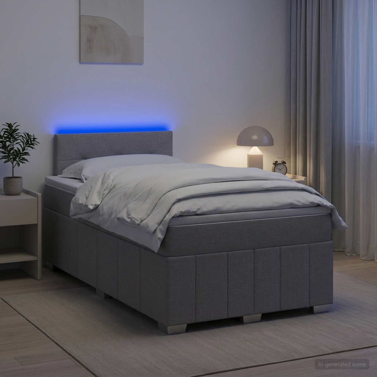 Boxspringbed met matras Lichtgrijs 120 x 190 cm Stof