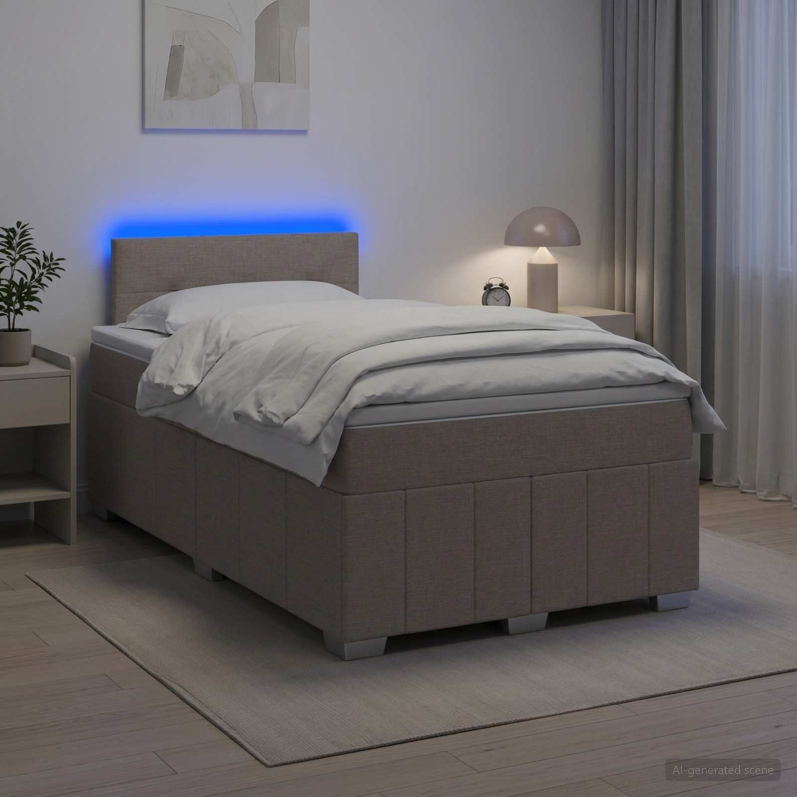 Boxspringbed met matras met hoofdeinde Taupe 120 x 200 cm Stof