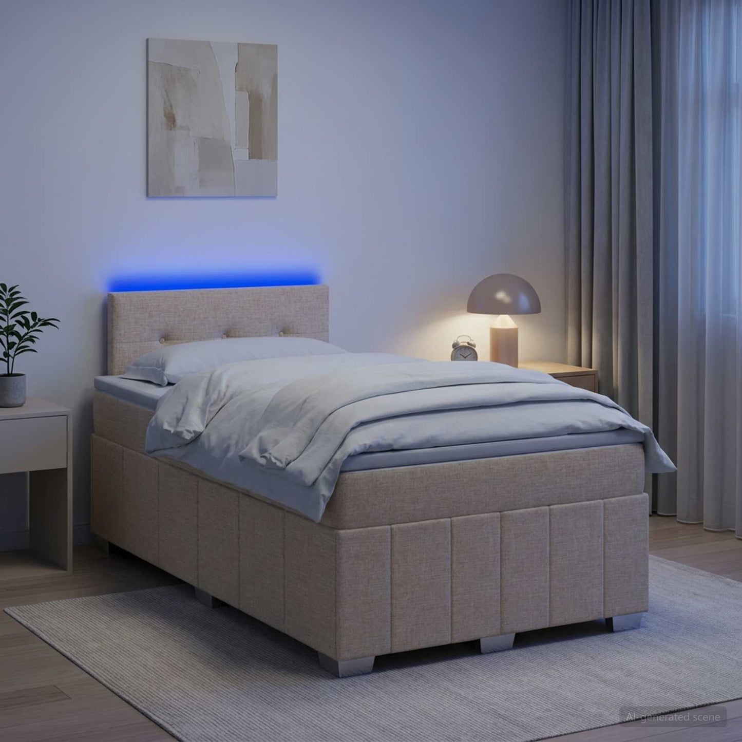 Boxspringbed met matras Crèmekleurig 120 x 200 cm Stof