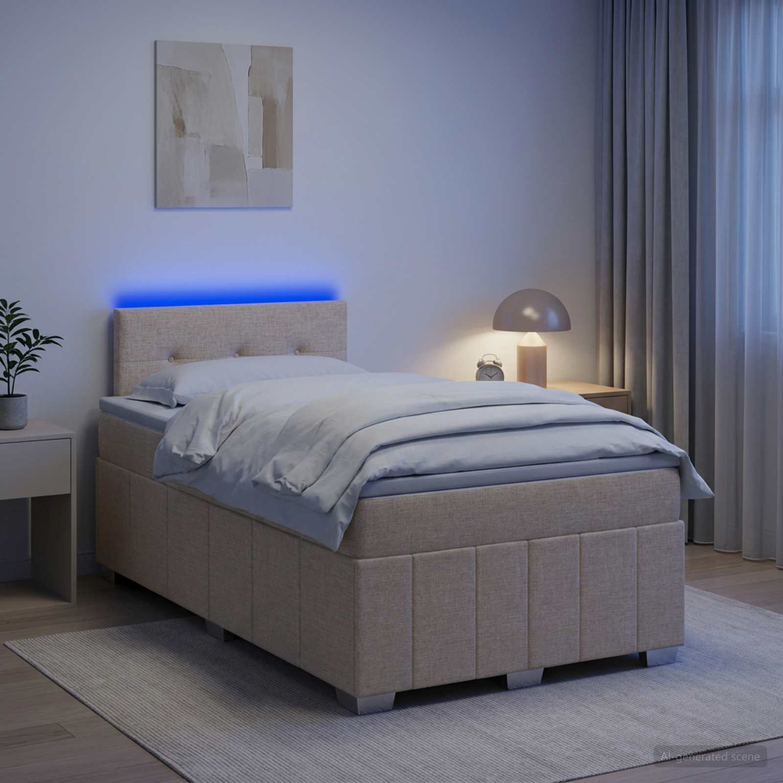 Boxspringbed met matras Crèmekleurig 120 x 200 cm Stof