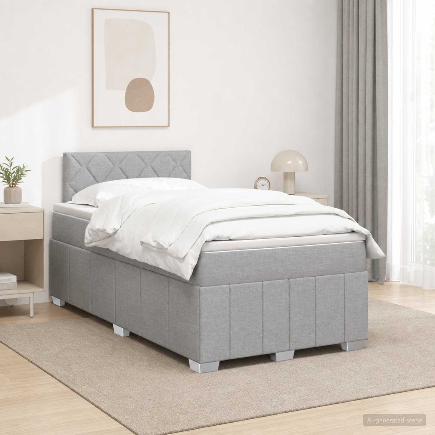 Boxspringbed met matras Lichtgrijs 120 x 190 cm Stof