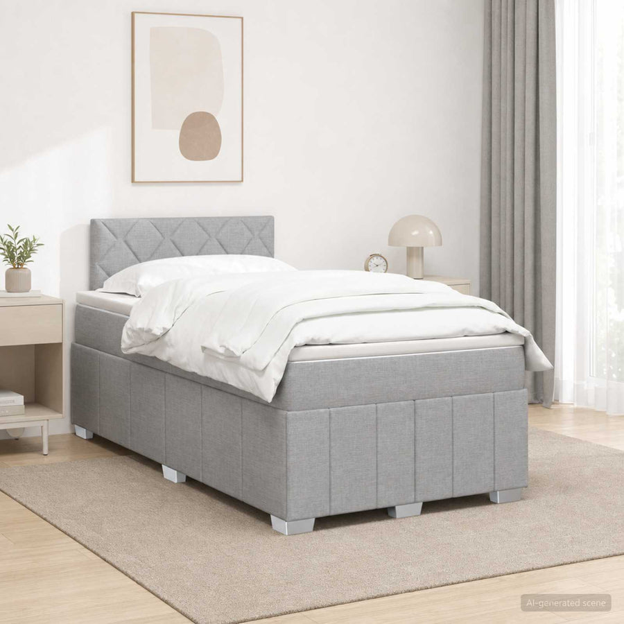Boxspringbed met matras Lichtgrijs 120 x 190 cm Stof
