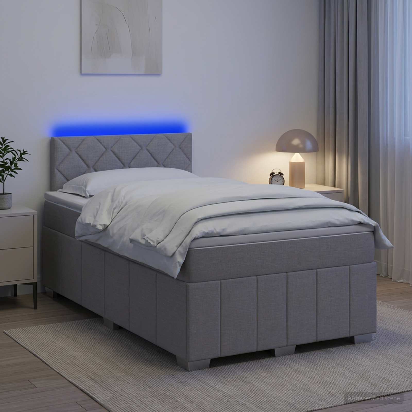 Boxspringbed met matras Lichtgrijs 120 x 190 cm Stof
