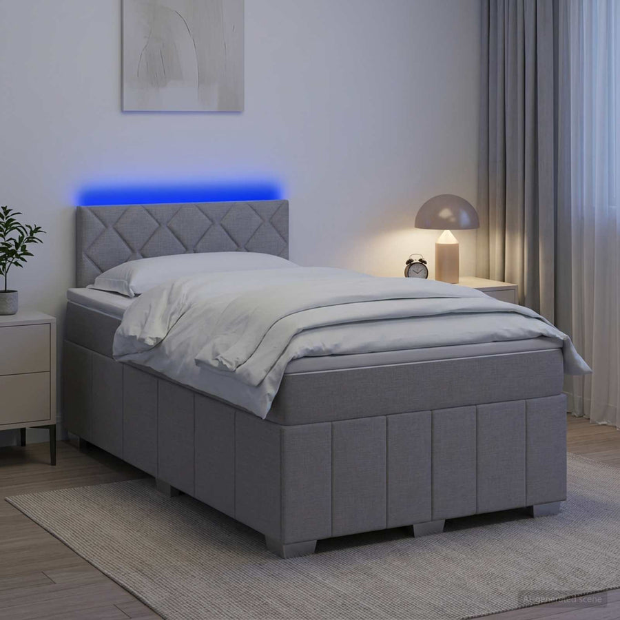 Boxspringbed met matras Lichtgrijs 120 x 190 cm Stof