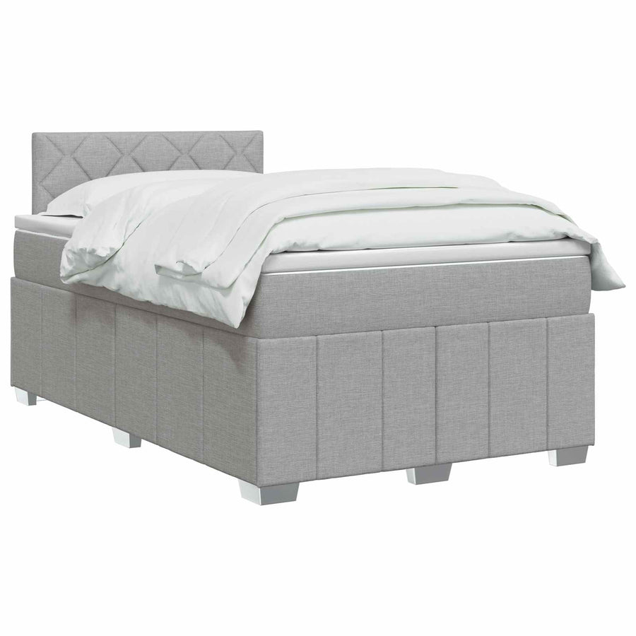 Boxspringbed met matras Lichtgrijs 120 x 190 cm Stof