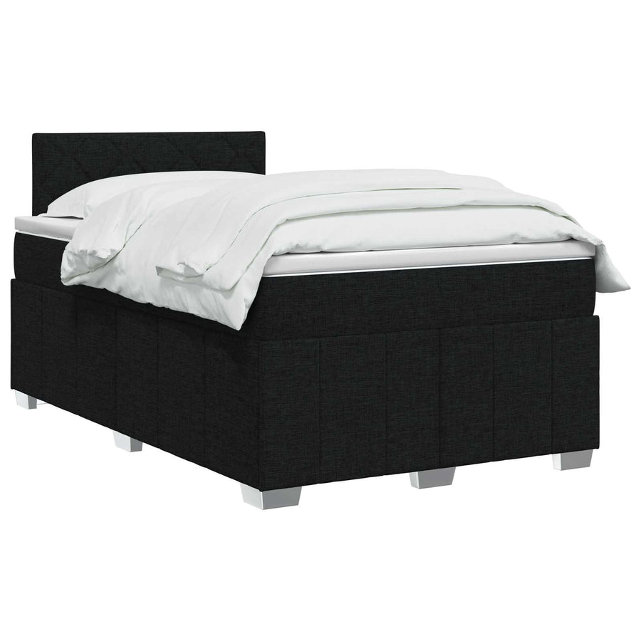 Boxspringbed met matras met hoofdeinde Zwart 120 x 200 cm Stof