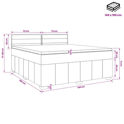 Boxspringbed met matras Lichtgrijs 140 x 190 cm Stof
