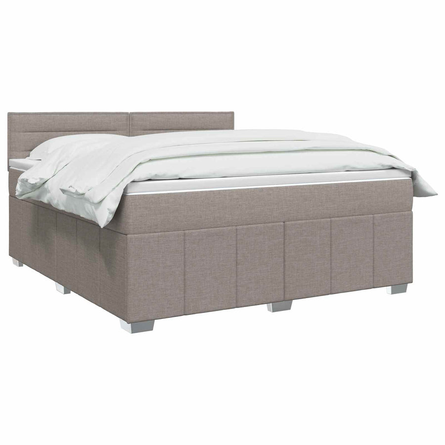 Boxspringbed met matras met hoofdeinde Taupe 140 x 190 cm Stof