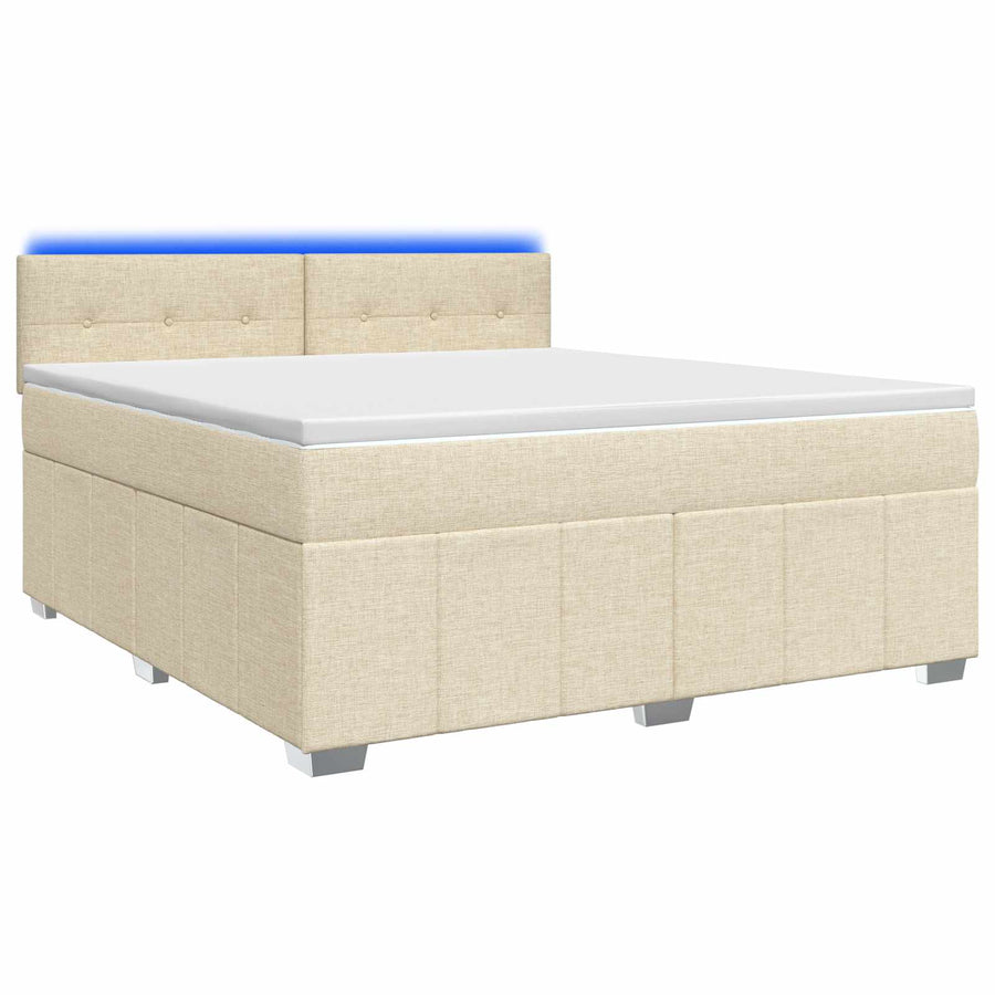 Boxspringbed met matras Crèmekleurig 140 x 190 cm Stof