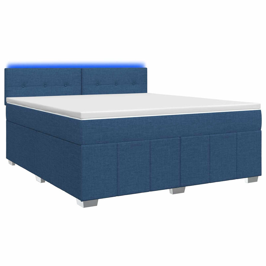 Boxspringbed met matras met hoofdeinde Blauw 140 x 190 cm Stof
