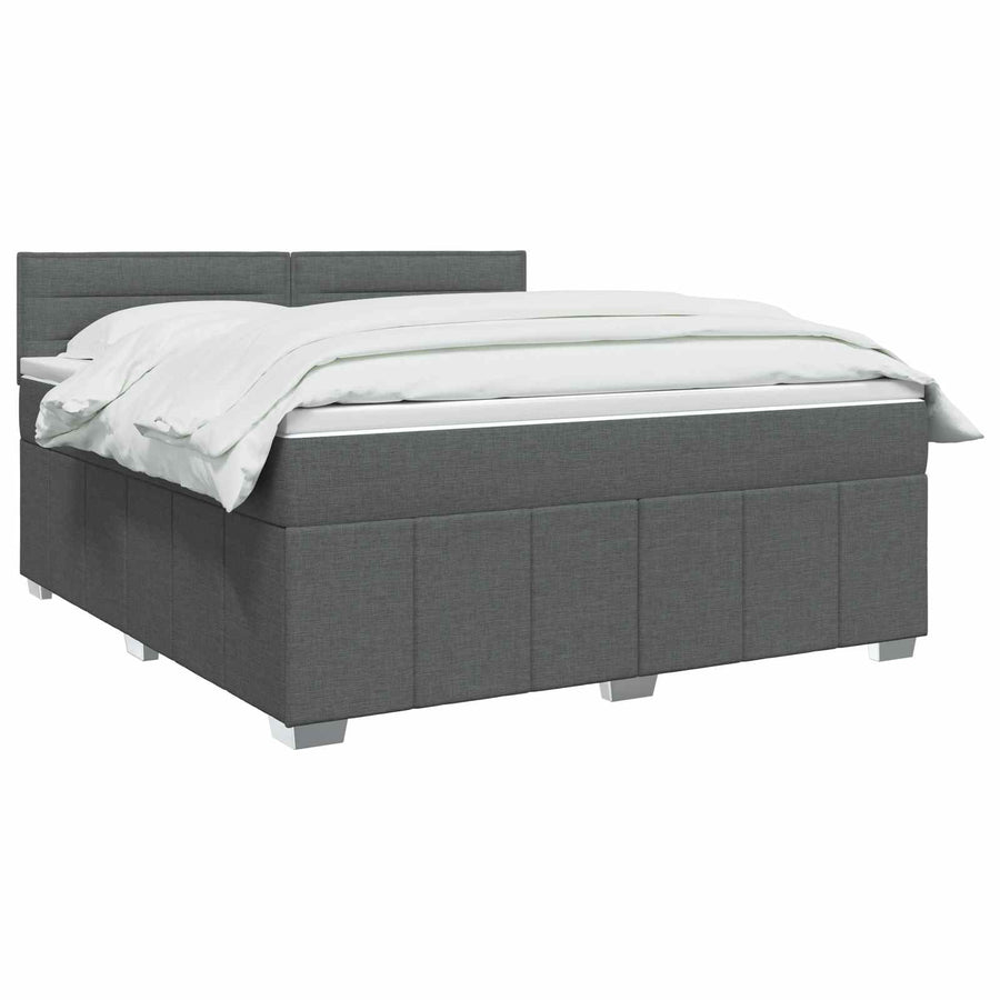 Boxspringbed met matras Donkergrijs 140 x 200 cm Stof