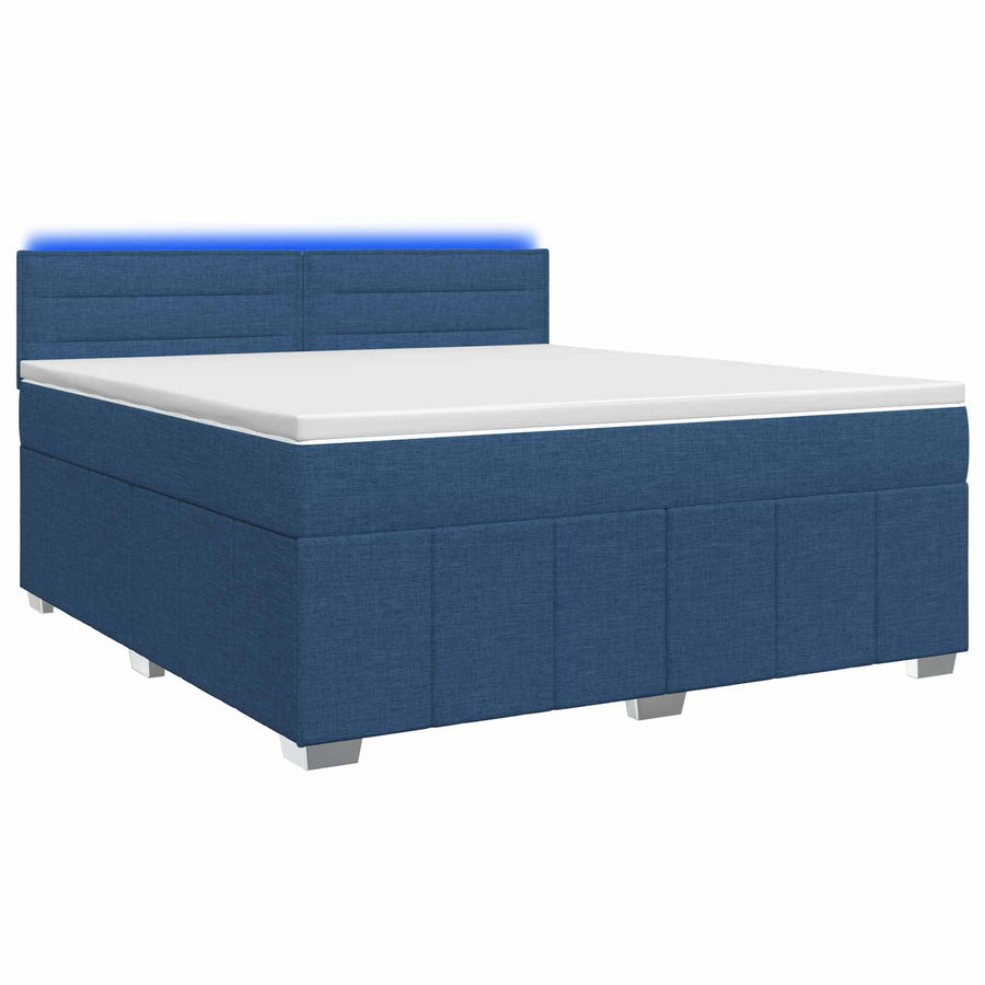 Boxspringbed met matras met hoofdeinde Blauw 140 x 200 cm Stof