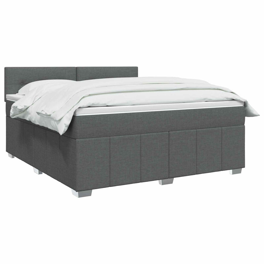 Boxspringbed met matras Donkergrijs 140 x 200 cm Stof
