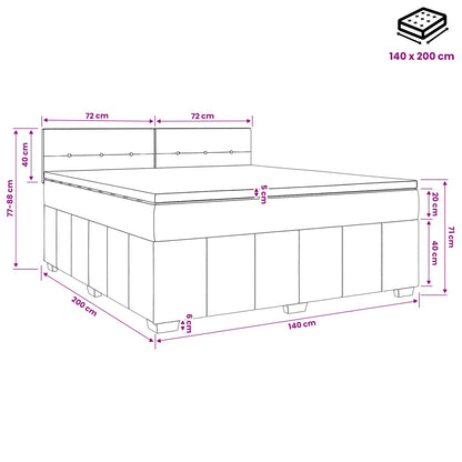 Boxspringbed met matras met hoofdeinde Zwart 140 x 200 cm Stof