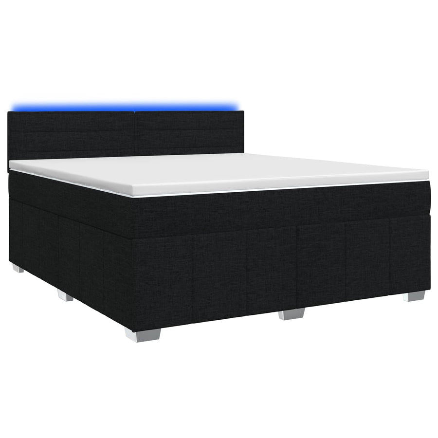 Boxspringbed met matras met hoofdeinde Zwart 180 x 200 cm Stof