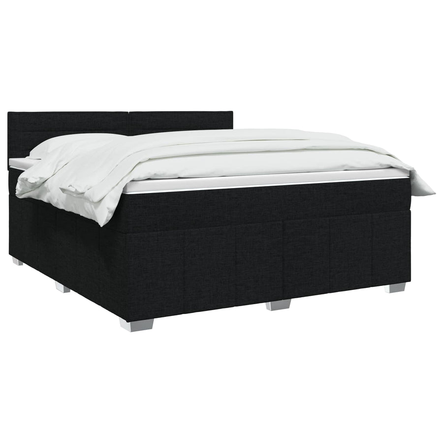 Boxspringbed met matras met hoofdeinde Zwart 180 x 200 cm Stof