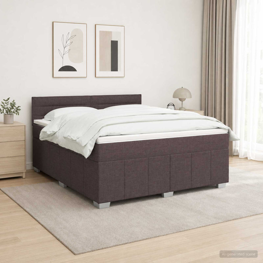 Boxspringbed met matras Donkerbruin 160 x 200 cm Stof