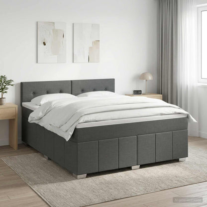Boxspringbed met matras Donkergrijs 180 x 200 cm Stof