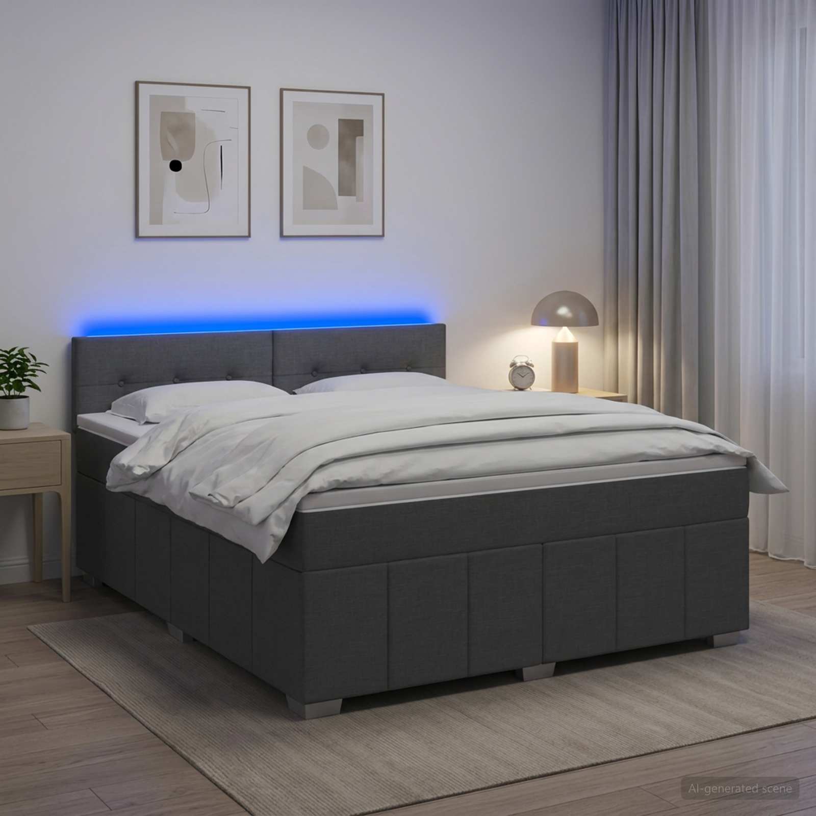 Boxspringbed met matras Donkergrijs 180 x 200 cm Stof