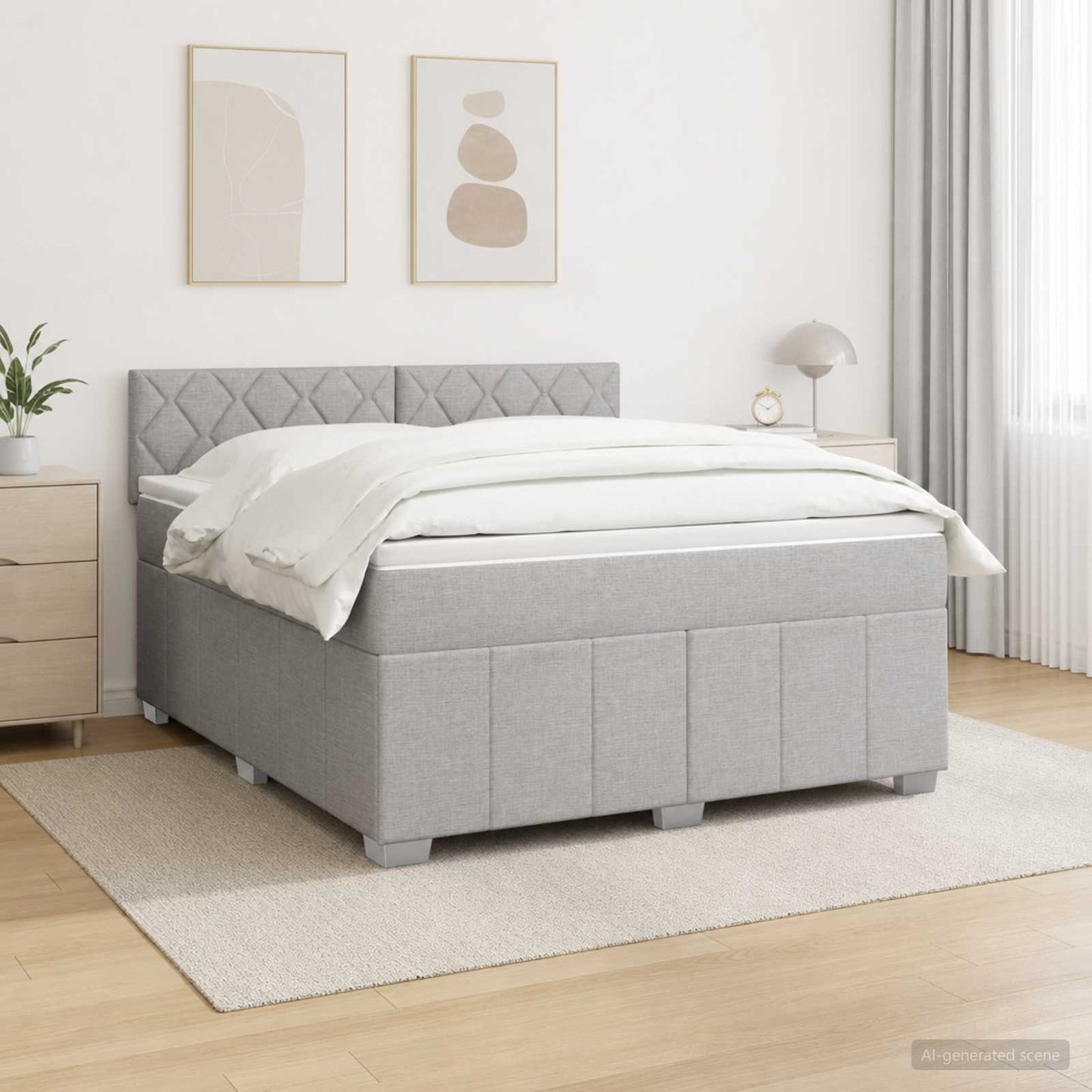 Boxspringbed met matras Lichtgrijs 140 x 200 cm Stof