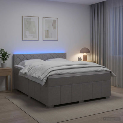 Boxspringbed met matras Lichtgrijs 140 x 200 cm Stof