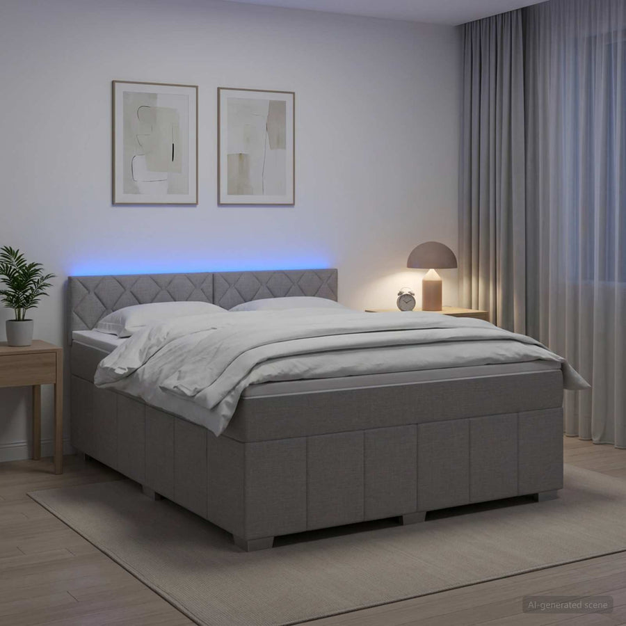 Boxspringbed met matras Lichtgrijs 140 x 200 cm Stof