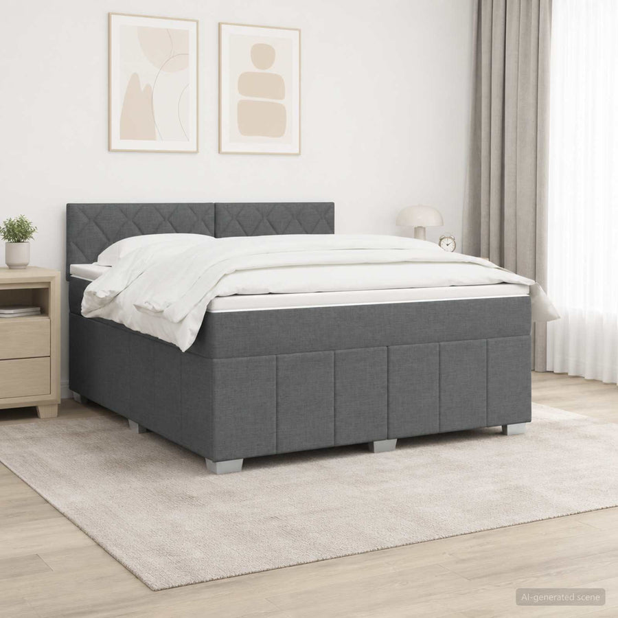 Boxspringbed met matras Donkergrijs 140 x 190 cm Stof