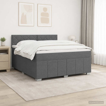 Boxspringbed met matras Donkergrijs 140 x 200 cm Stof