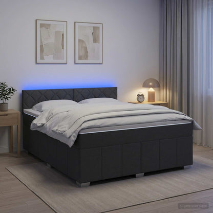 Boxspringbed met matras Donkergrijs 140 x 190 cm Stof