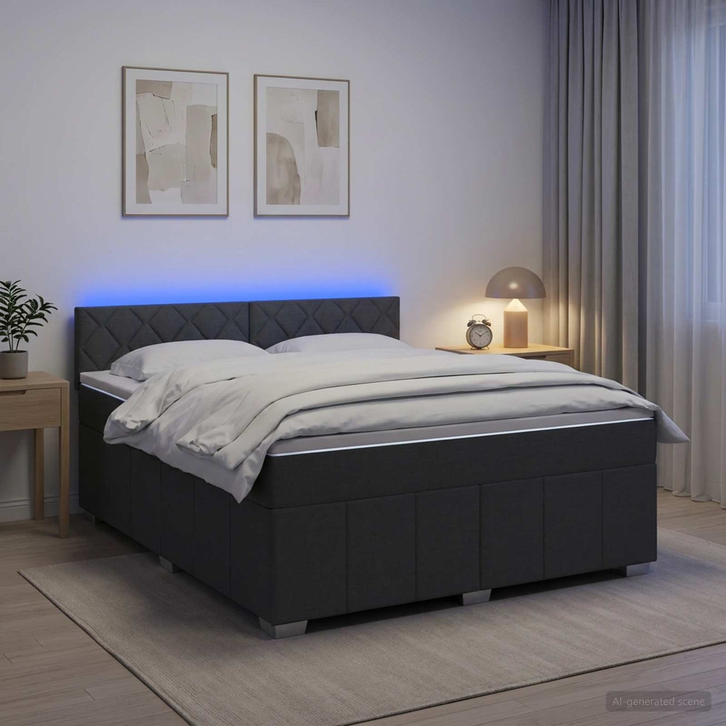 Boxspringbed met matras Donkergrijs 180 x 200 cm Stof