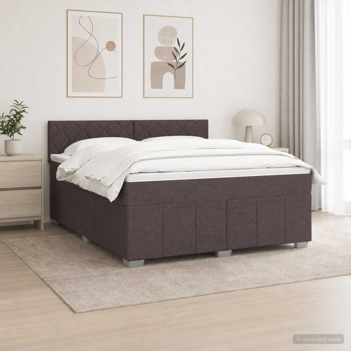 Boxspringbed met matras Donkerbruin 180 x 200 cm Stof