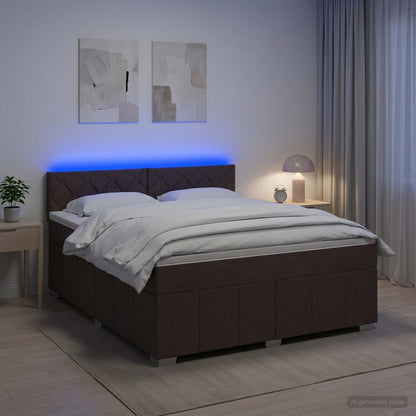 Boxspringbed met matras Donkerbruin 180 x 200 cm Stof