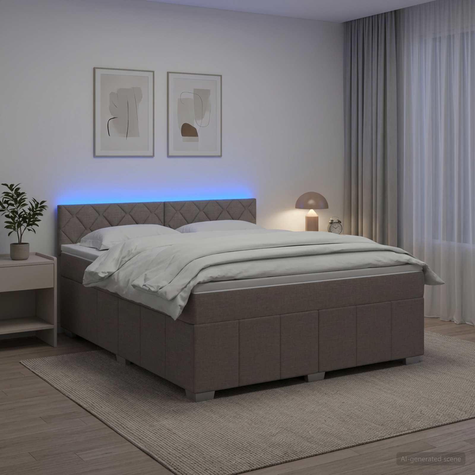 Boxspringbed met matras met hoofdeinde Taupe 140 x 200 cm Stof