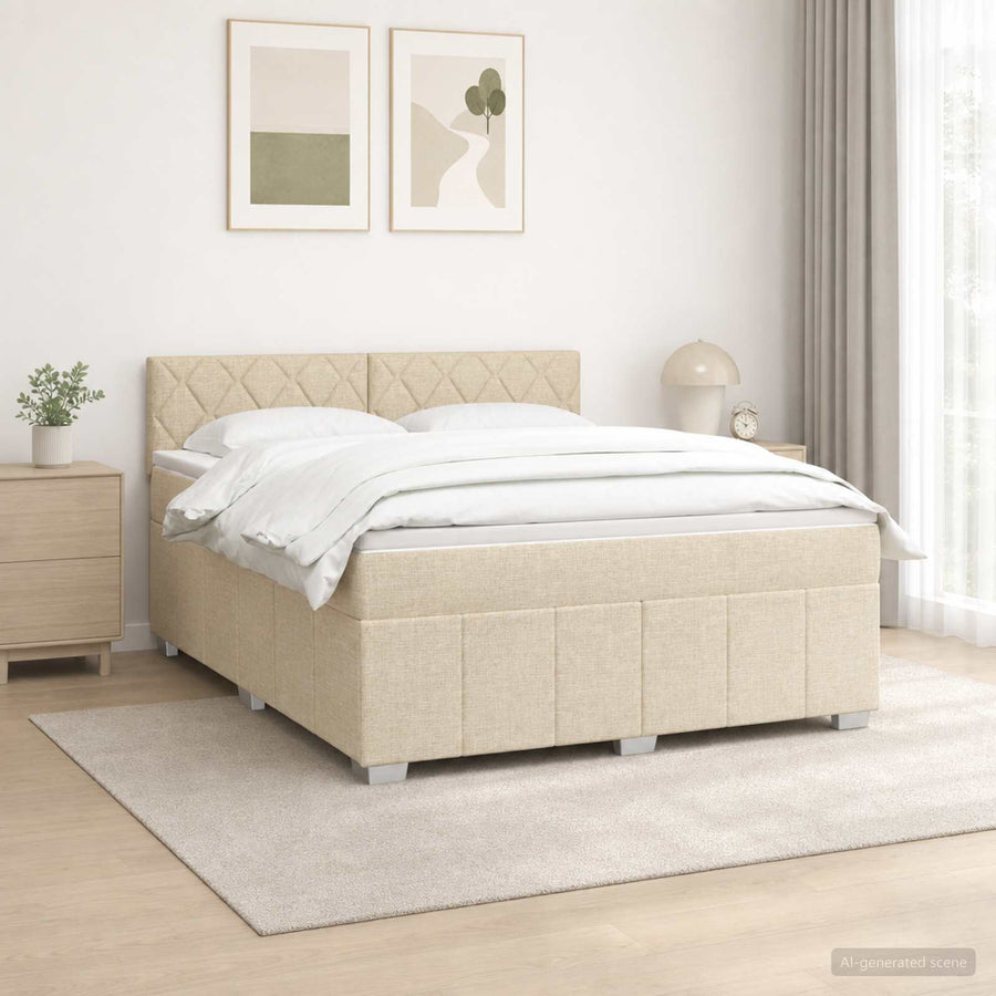 Boxspringbed met matras Crèmekleurig 160 x 200 cm Stof