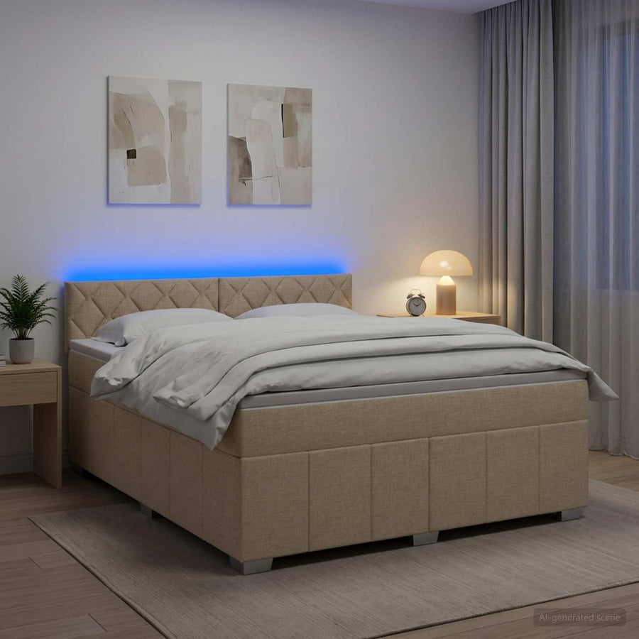 Boxspringbed met matras Crèmekleurig 160 x 200 cm Stof