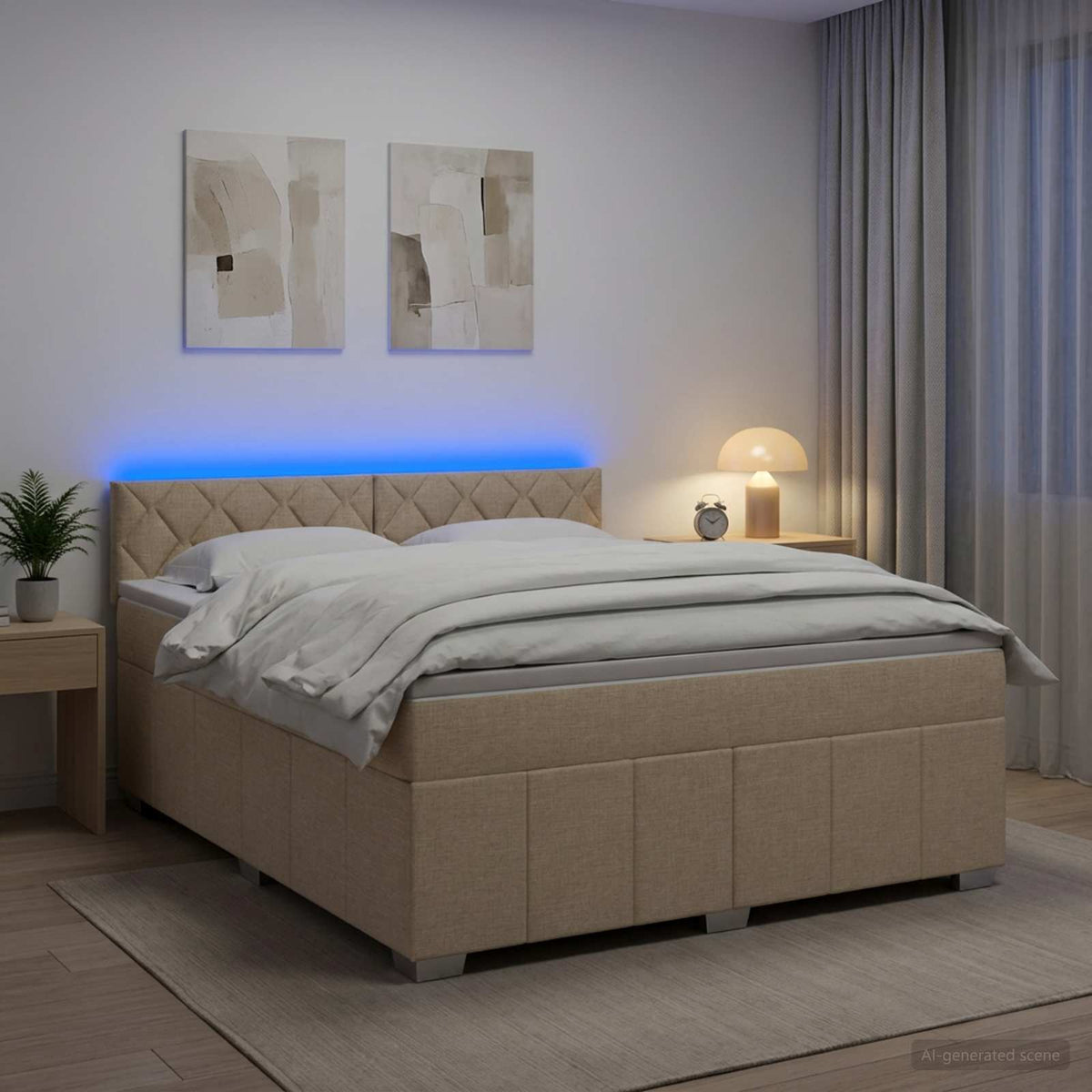 Boxspringbed met matras Crèmekleurig 140 x 200 cm Stof