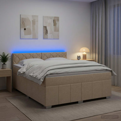 Boxspringbed met matras Crèmekleurig 140 x 200 cm Stof