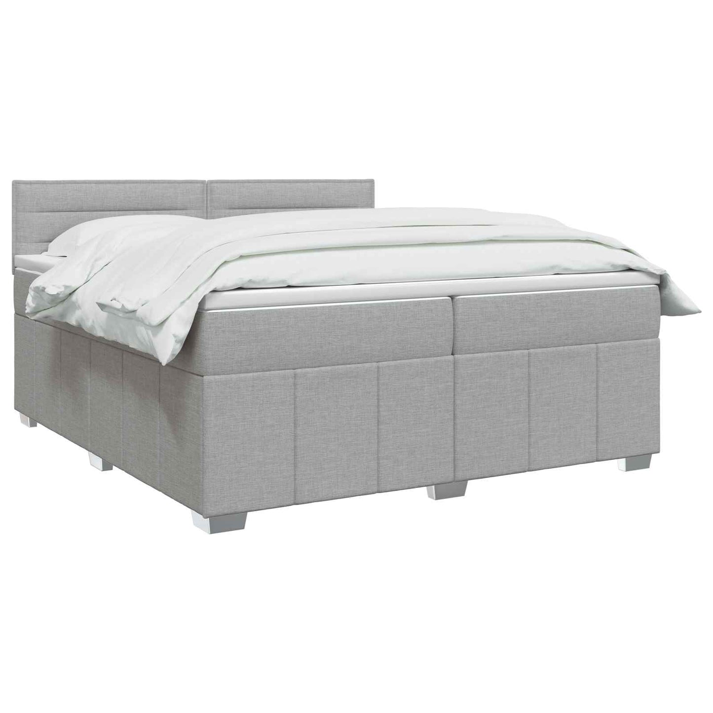 Boxspringbed met matras Lichtgrijs 200 x 200 cm Stof